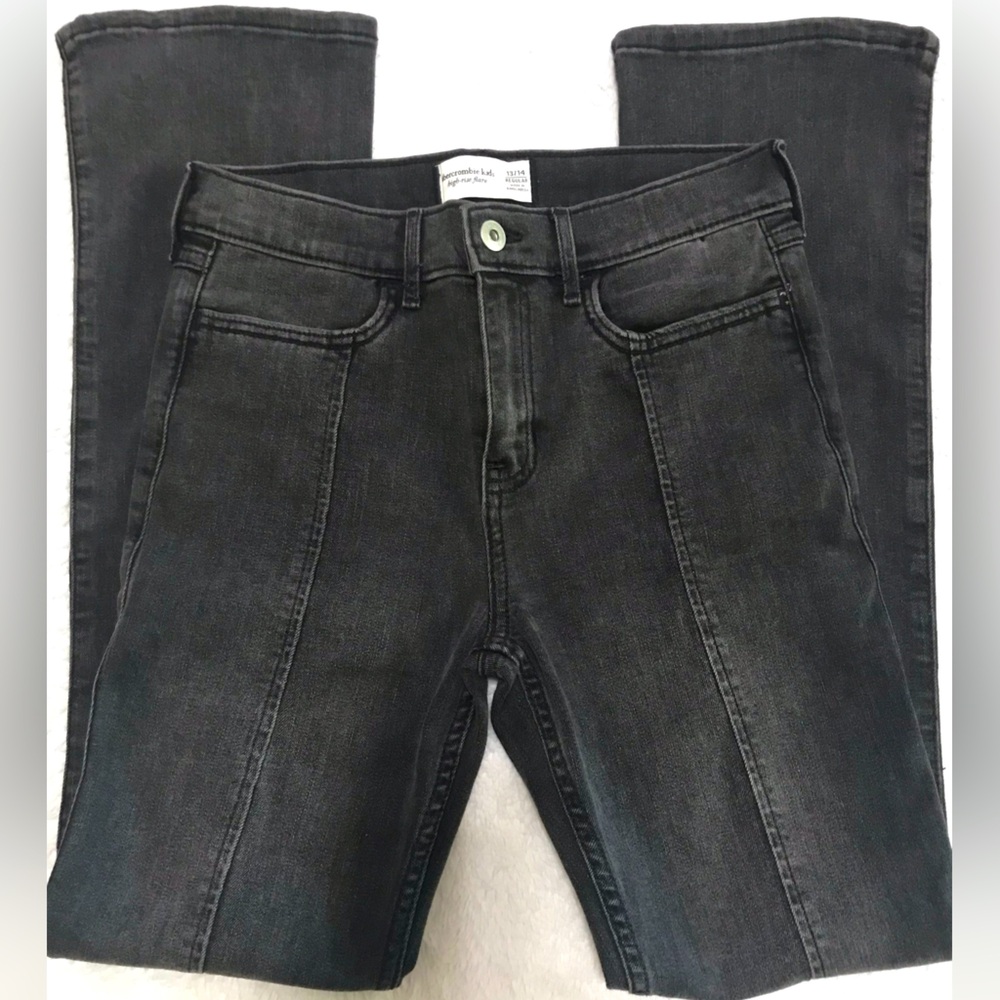 Abercrombie Kids High Rise Flare Black Wash Jeans